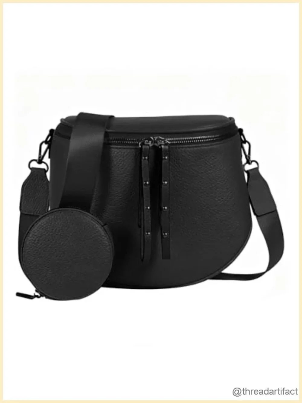 Large Vegan Leather Crossbody Bum Bag with Coin Purse Detachable Strap